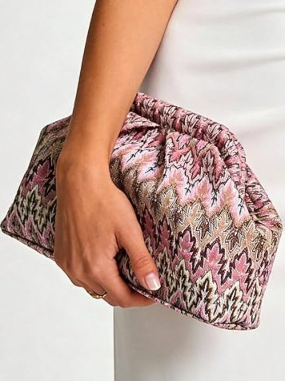 Boho Striped Clutch Handbag Vintage Dumpling Bag Purse - NWOT
